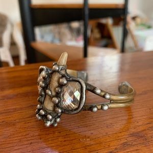 Mikal Winn vintage antler and crystal cuff